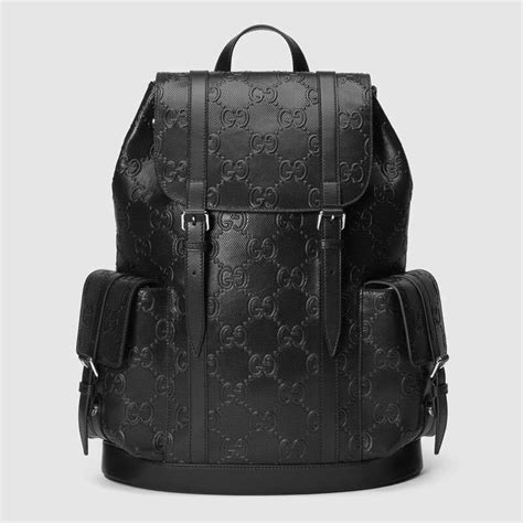 gucci black embossed unisex backpack